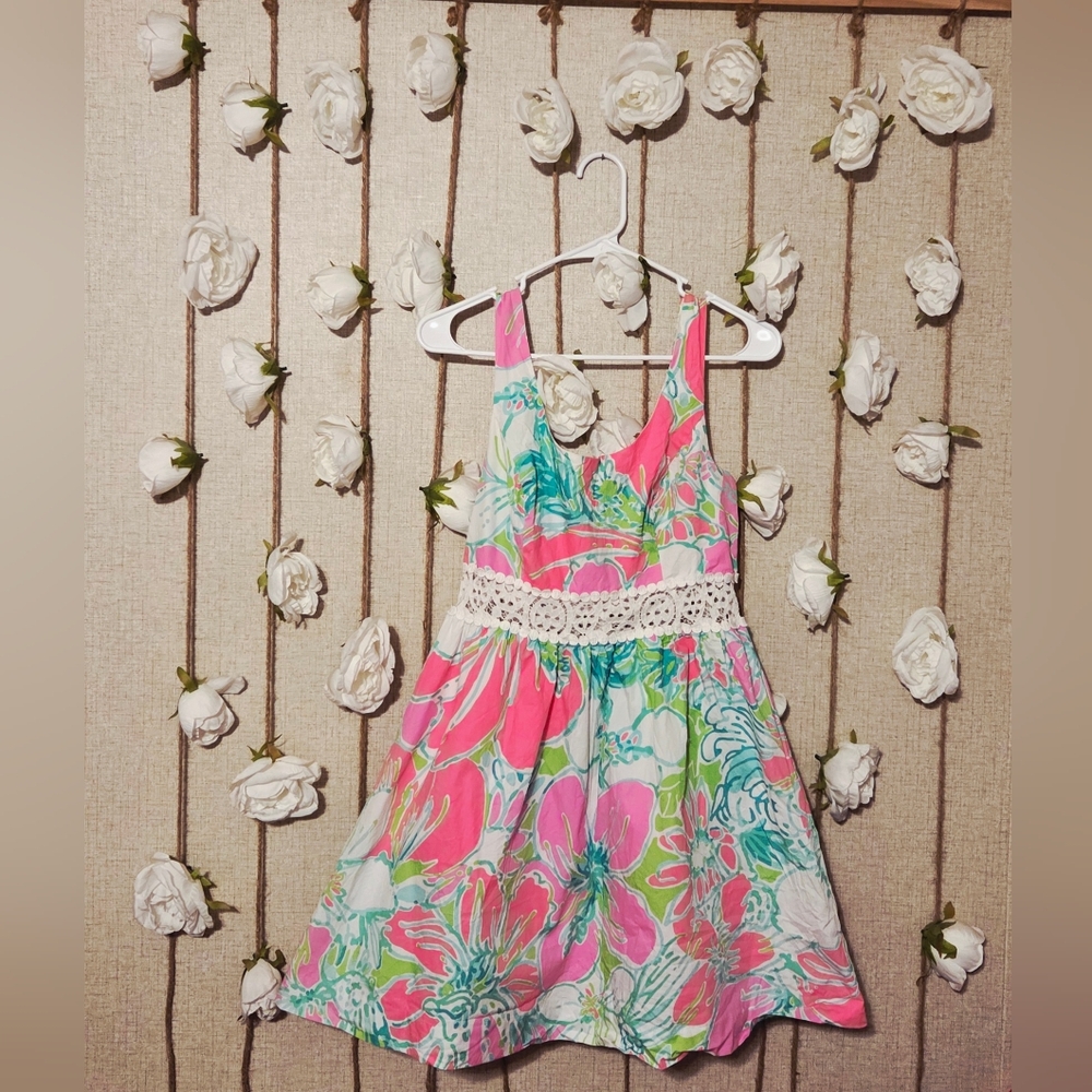 Pink and Green Floral Dress